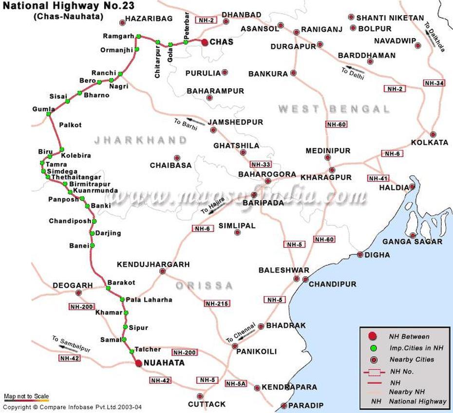 National Highway 23, Chas To Nauhata Driving Directions, Nauhata, India, India  By State, Chennai India