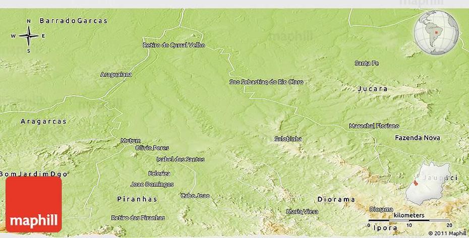 Physical Panoramic Map Of Montes Claros G, Montes Claros, Brazil, Imágenes De Montes, Minas Gerais  Flag