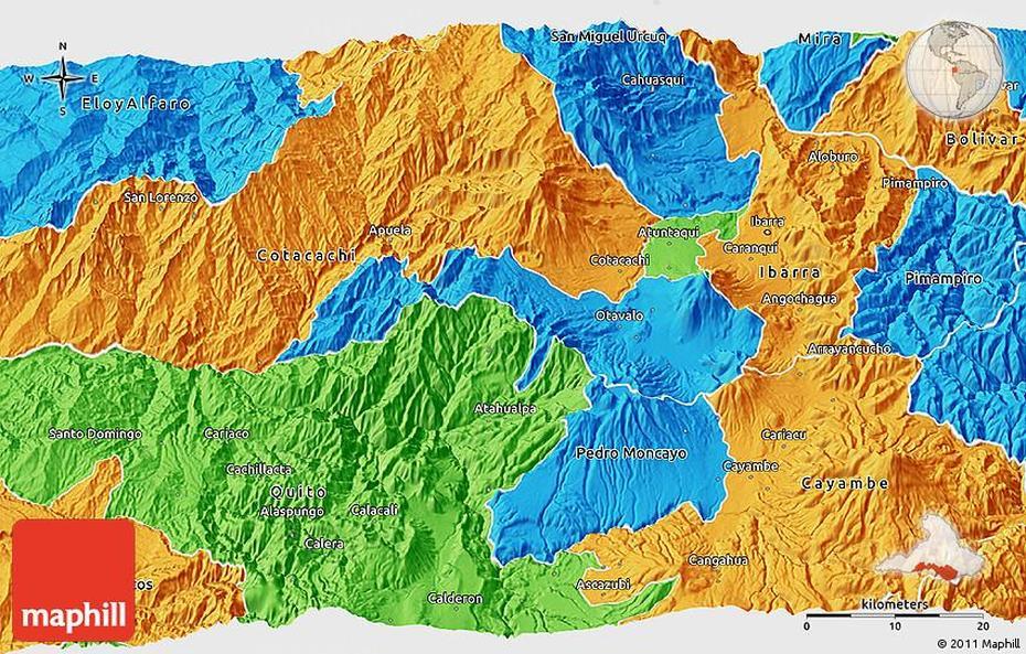 Political 3D Map Of Otavalo, Otavalo, Ecuador, Cuicocha Ecuador, Otavalo People