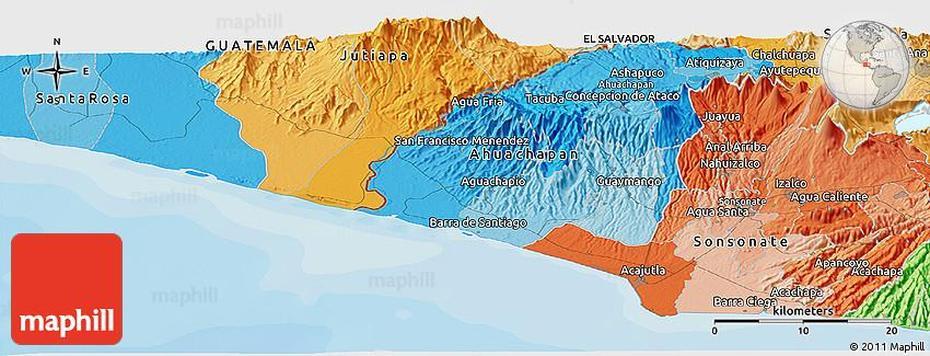 Political Panoramic Map Of Atiquizaya, Atiquizaya, El Salvador, Turin Ahuachapan El Salvador, Casas De El Salvador