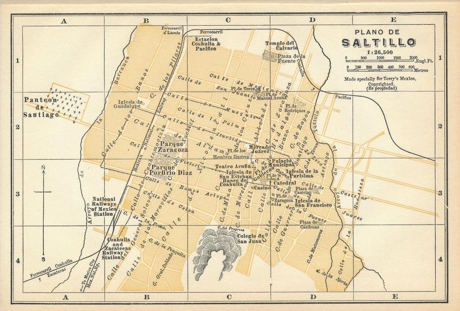 1925 Saltillo Mexico Antique Map | Etsy, Saltillo, Mexico, A De Coahuila Mexico, Oaxaca State Mexico