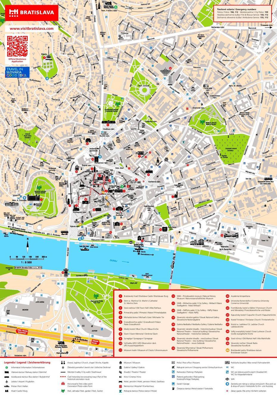 Bratislava Tourist Map, Bratislava, Slovakia, Kosice, Kosice Slovakia