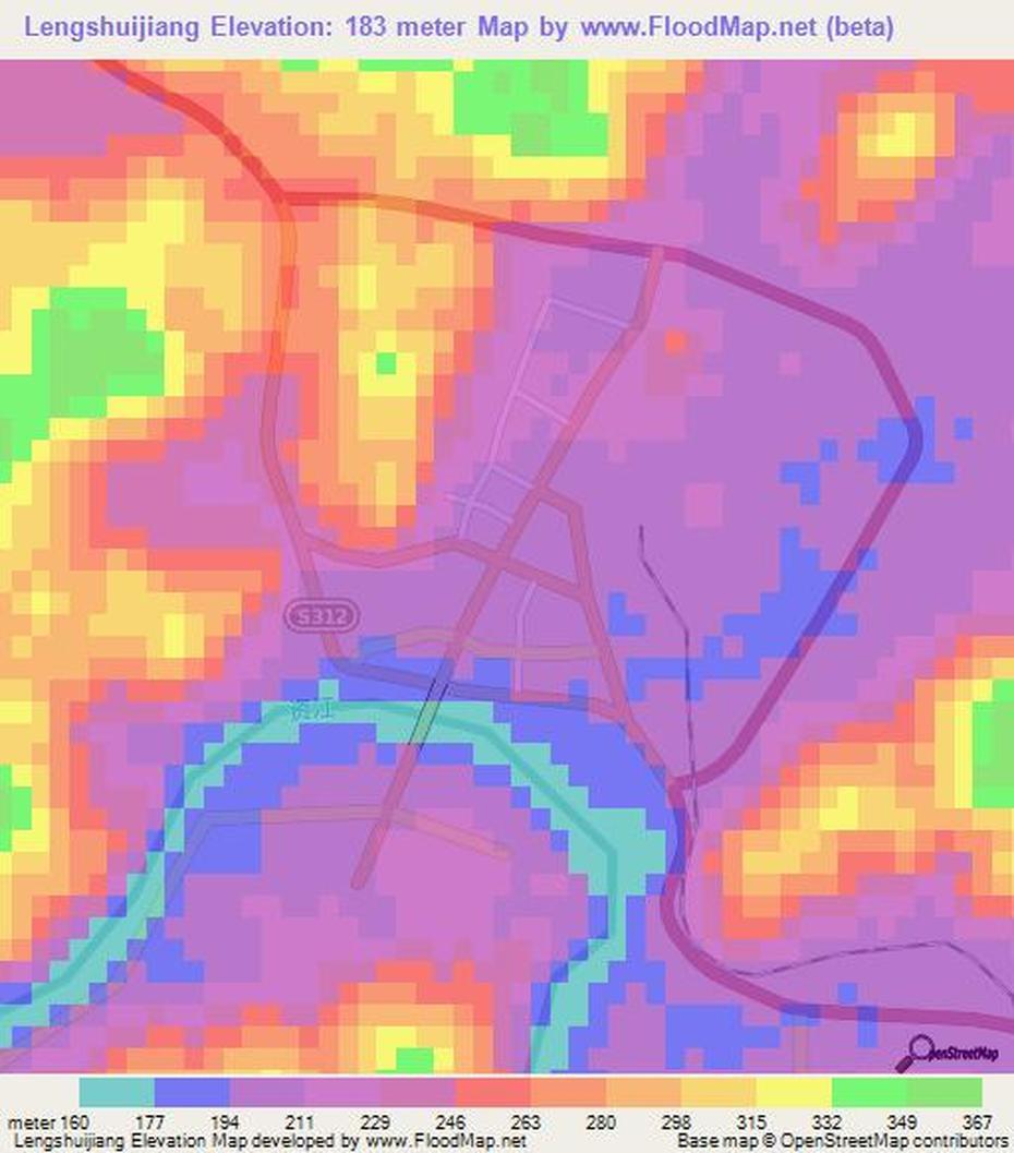 Elevation Of Lengshuijiang,China Elevation Map, Topography, Contour, Lengshuijiang, China, China  Colored, North China