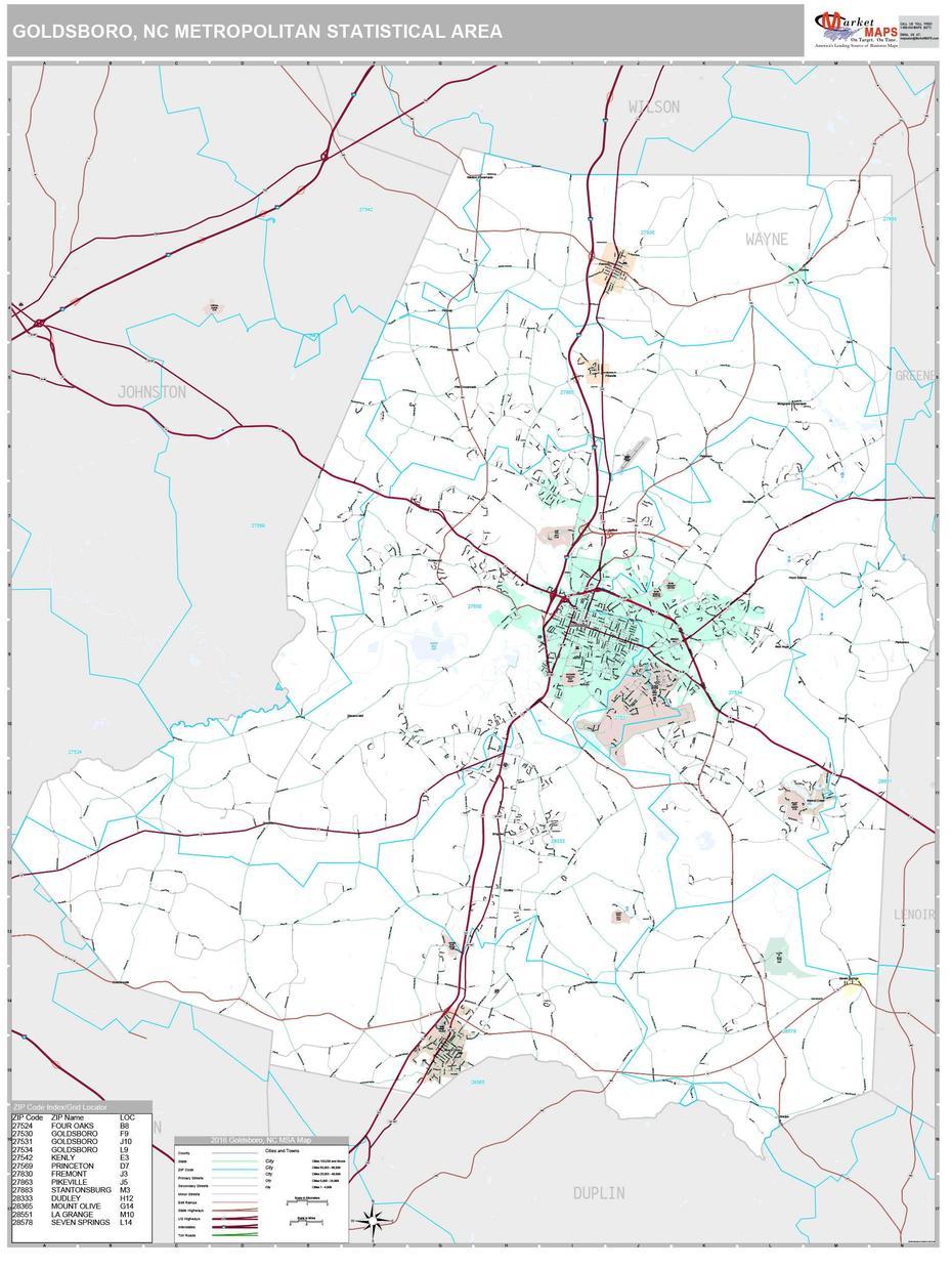 Goldsboro, Nc Metro Area Wall Map Premium Style By Marketmaps – Mapsales, Goldsboro, United States, Goldsboro Nc, North Carolina  Goldsboro Nc