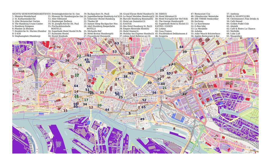 Large Detailed Tourist Map Of Hamburg City | Hamburg | Germany | Europe …, Hamburg, Germany, Baumholder Germany, Hamburg Germany Port