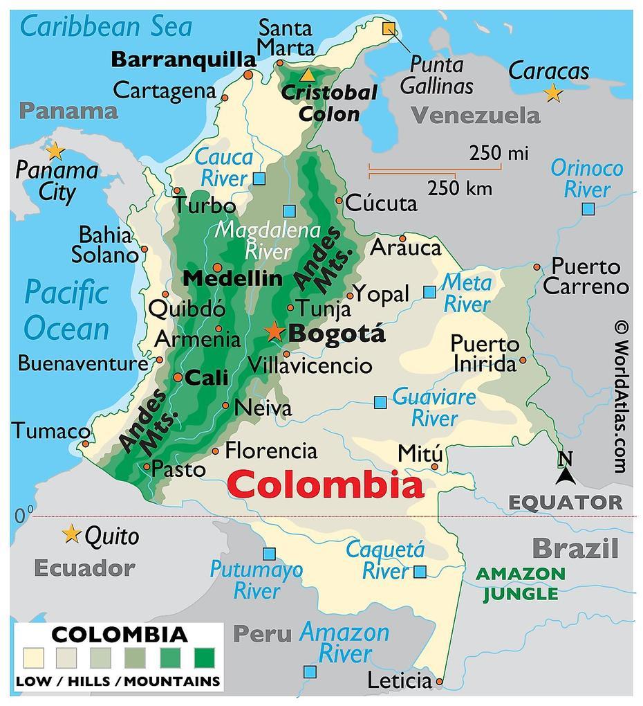 Map Of Colombia – World Atlas, Ábrego, Colombia, Colombia Physical, Guatapé Colombia