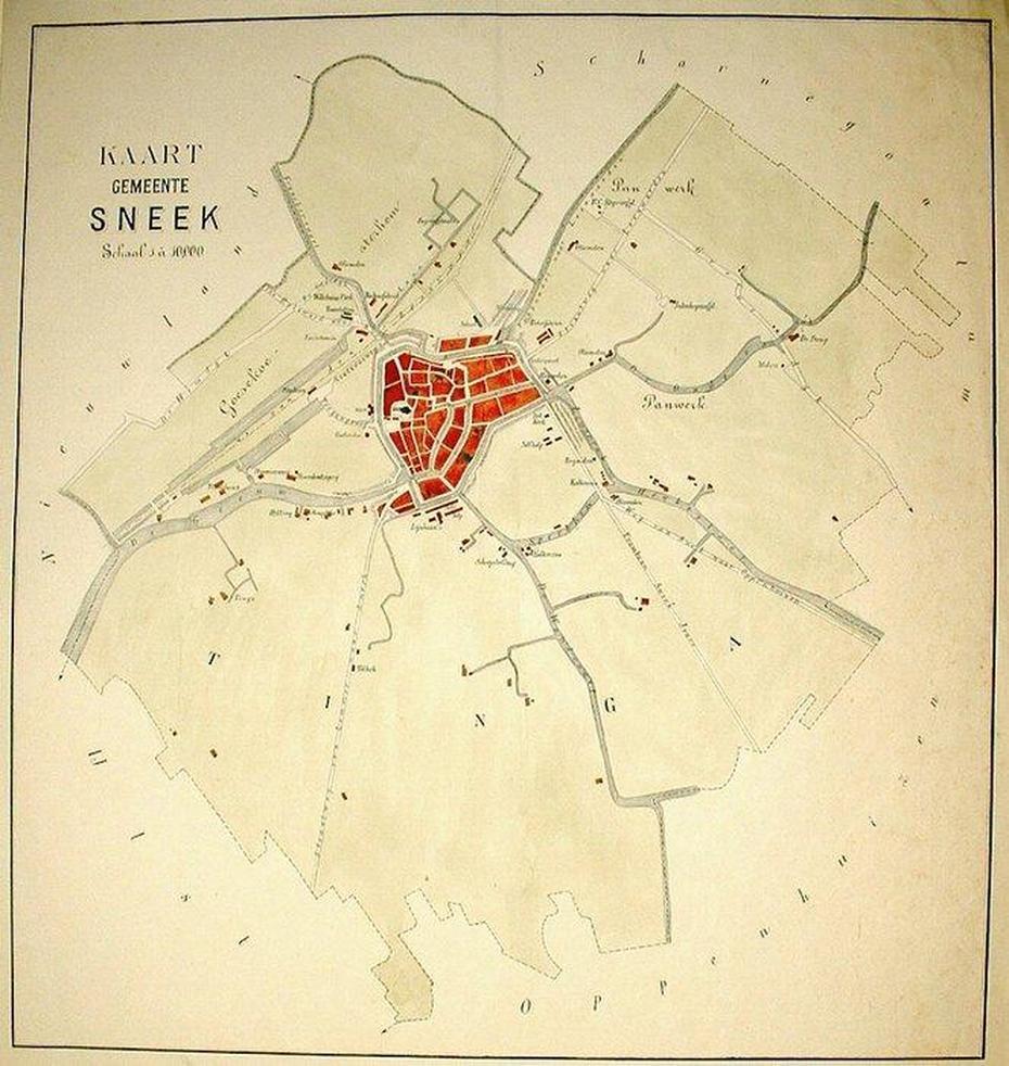 The Netherlands, Sneek; Municipal Map Of Sneek – Ca. 1890 – Catawiki, Sneek, Netherlands, Nederland, Leeuwarden  Holland