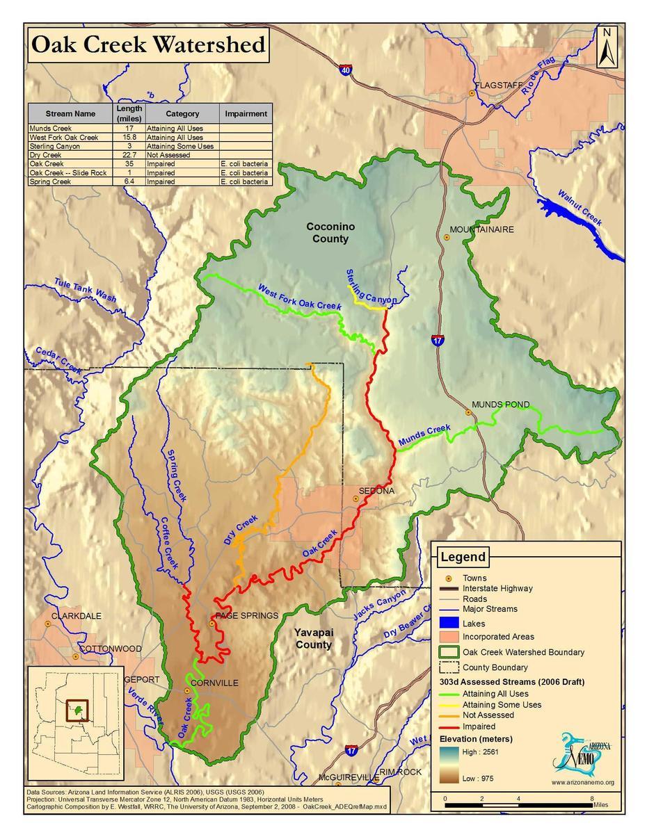 Oak Creek Watershed Map – Sedona Arizona Usa  Mappery, Oak Creek, United States, Oak Creek Az, Oak Creek Canyon Scenic Drive