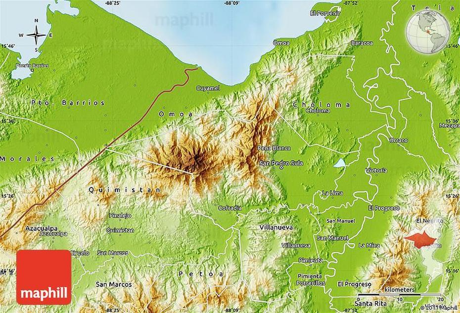 Physical Map Of San Pedro Sula, San Pedro Sula, Honduras, San Pedro Sula Honduras Gangs, Tegucigalpa