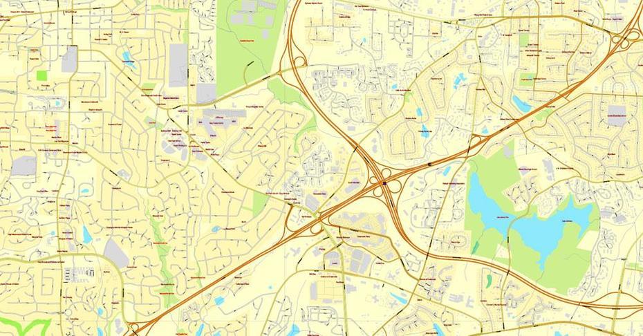 Raleigh Map, North Carolina, Us, Vector Map Adobe Pdf Editable City …, Raleigh, United States, Raleigh, United States