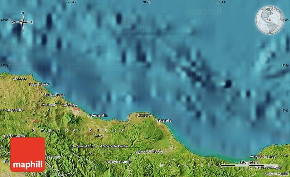 Satellite Map Of Gaspar Hernandez, Gaspar Hernández, Dominican Republic, Playa Magan  Te, Rio San Juan Dominican Republic