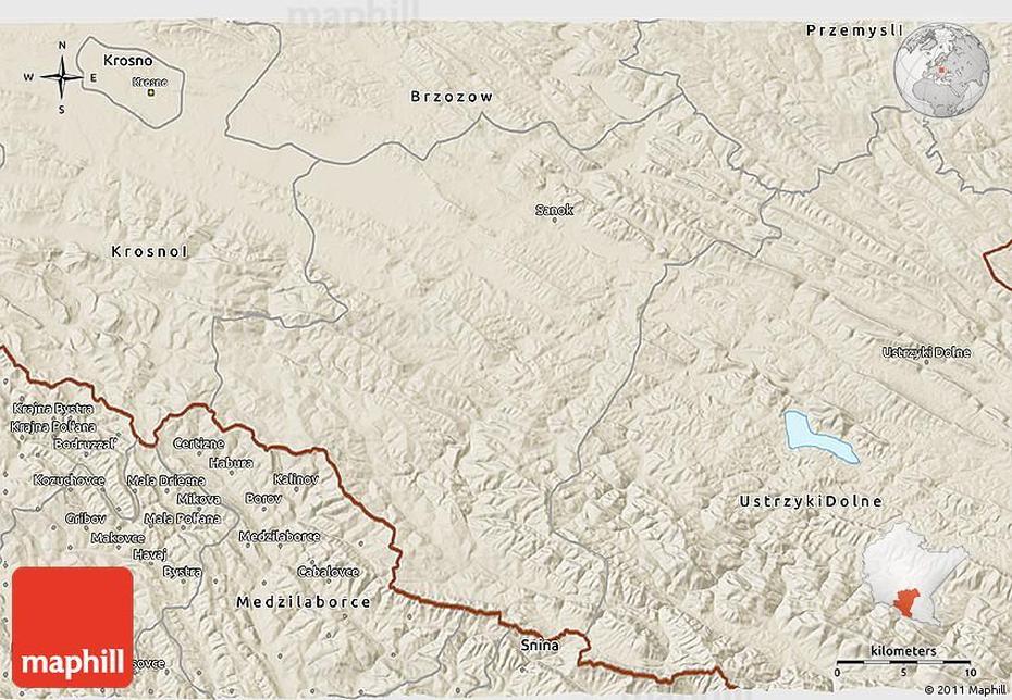 Shaded Relief 3D Map Of Sanok, Sanok, Poland, Podkarpackie Poland, Churches In Poland