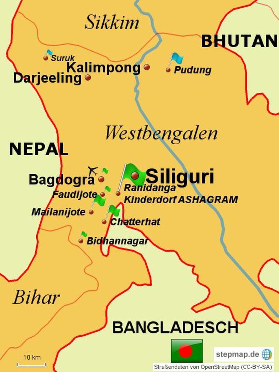 Stepmap – Siliguri – Landkarte Fur Indien, Shiliguri, India, Darjeeling India, City Centre Siliguri