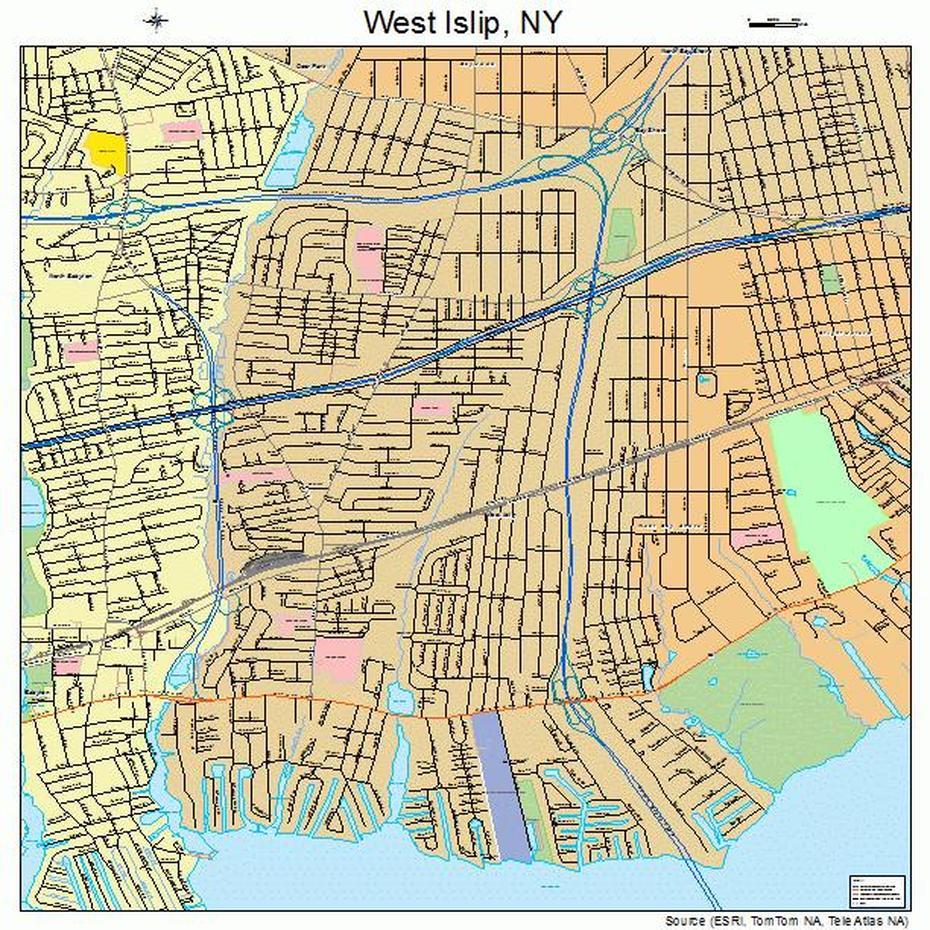 West Islip New York Street Map 3680302, West Islip, United States, Islip Terrace, East Islip