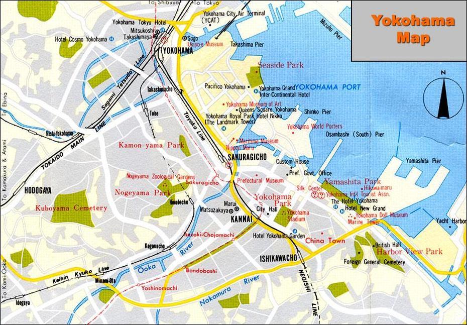 Yokohama Map, Yokohama, Japan, Nagoya Japan, Yokohama City