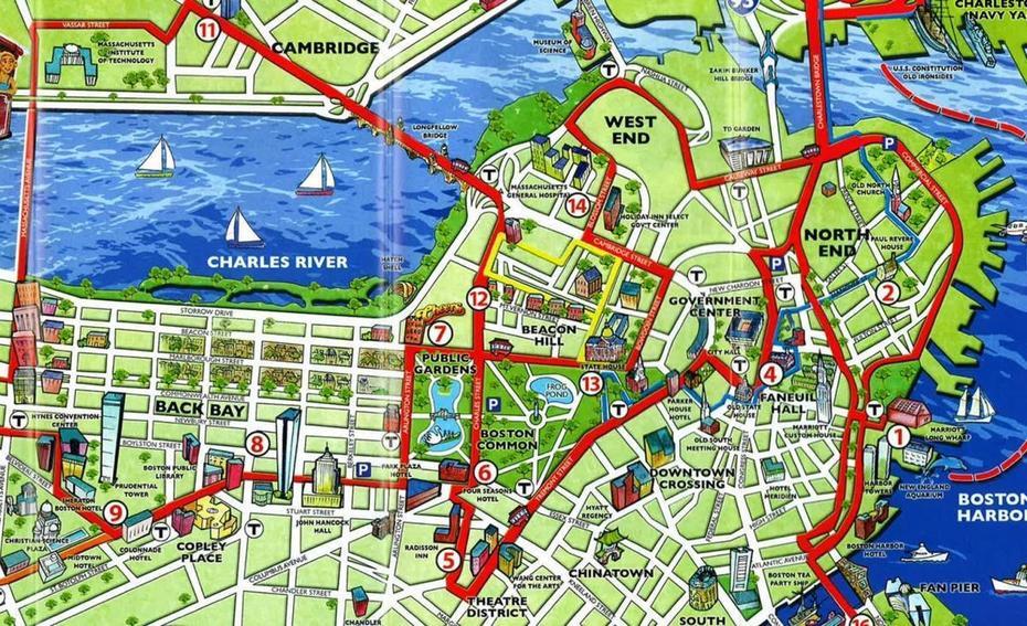Boston Tourist Map – Tourist Map Of Boston (United States Of America), Boston, United States, Basic United States, Boston On Usa