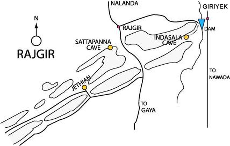 Buddhist Pilgrim Guide To India: Rajgir Map, Rājgīr, India, Rajgir  Buddha, Rajgir  Kund