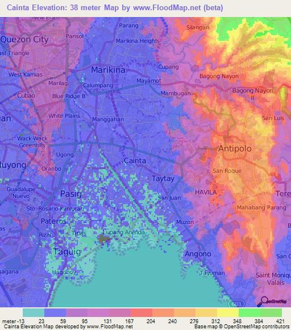 Cainta, Philippines, Elevation , Cainta, Philippines