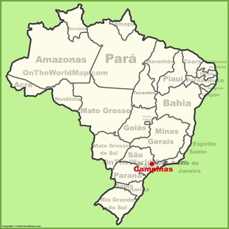 Campinas Location On The Brazil Map, Campinas, Brazil, San Paulo Brazil, Brasília On