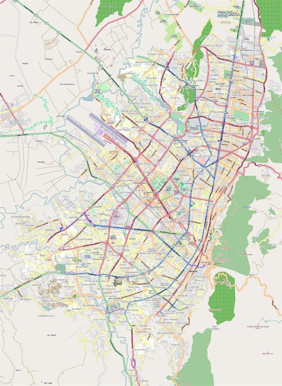 Detailed Road Map Of Bogota City | Bogota | Colombia | South America …, Bogotá, Colombia, Downtown  Bogota, El A De Colombia