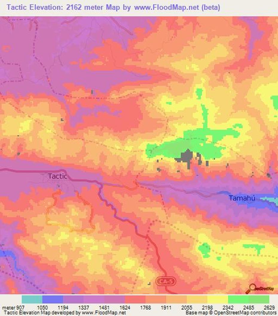 Elevation Of Tactic,Guatemala Elevation Map, Topography, Contour, Tactic, Guatemala, Tamahu, Tactic