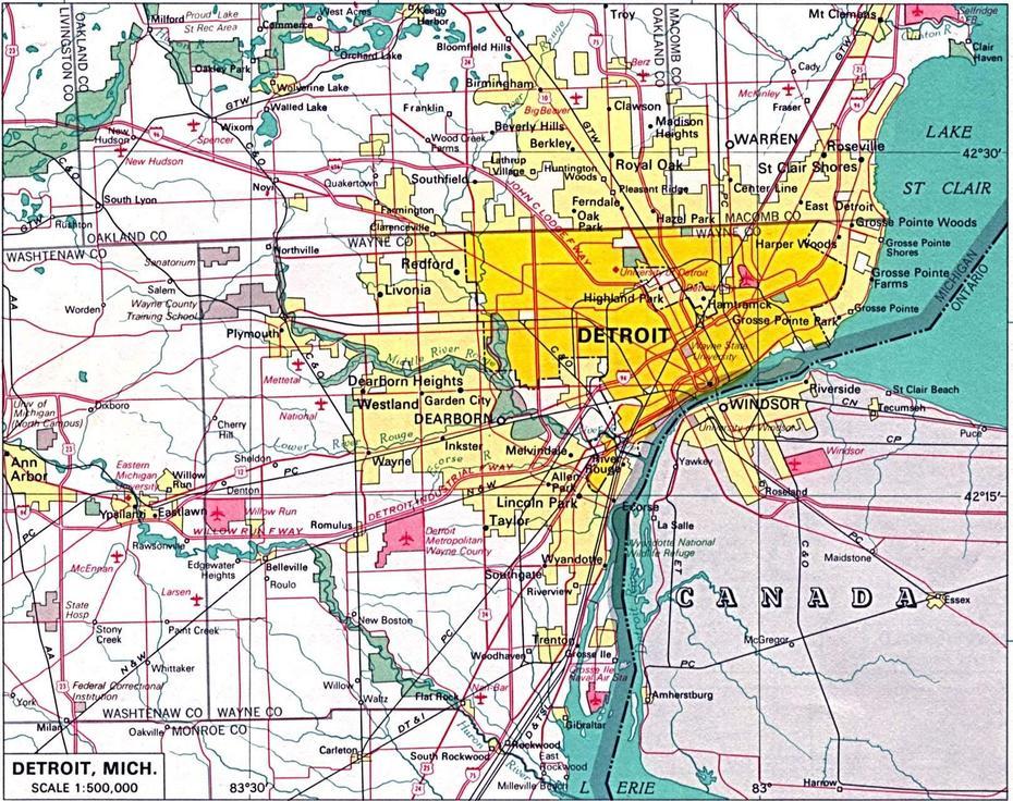 Large Detroit Maps For Free Download And Print | High-Resolution And …, Detroit, United States, Street  Detroit Michigan, Dark United States