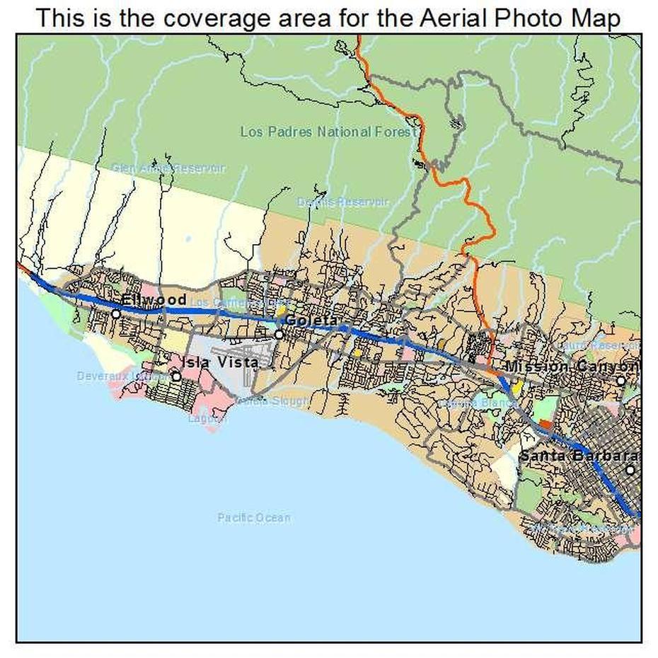 Aerial Photography Map Of Goleta, Ca California, Eastern Goleta Valley, United States, United States Capitals, Eastern United States  With Capitals