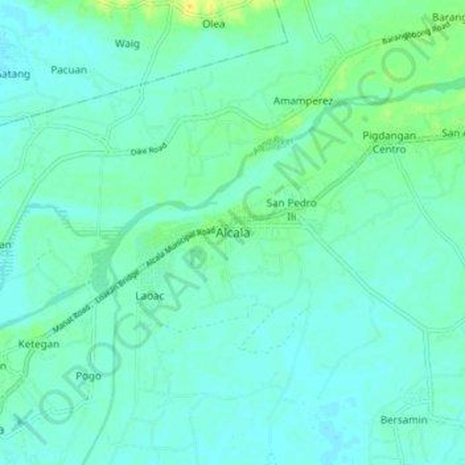 Alcala Topographic Map, Elevation, Relief, Alcala, Philippines, Alcala De Henares Spain, San Diego De Alcala Mission