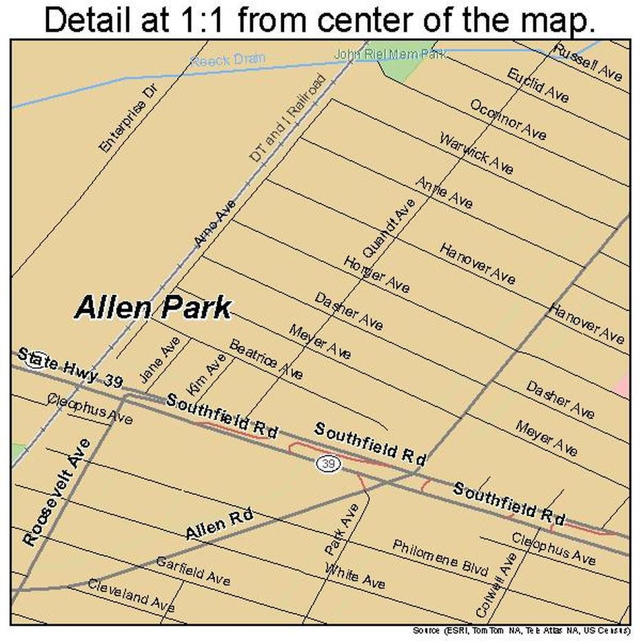 Allen Park Michigan Street Map 2601380, Allen Park, United States, United States  And Cities, Us Theme Parks