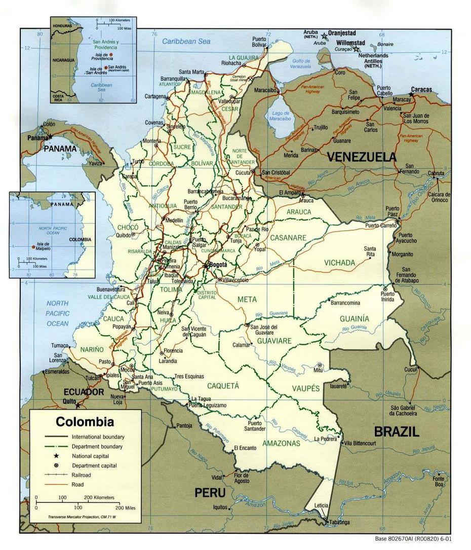 Colombia Maps | Printable Maps Of Colombia For Download, Guachavés, Colombia, Colombia Outline, Colombia Road