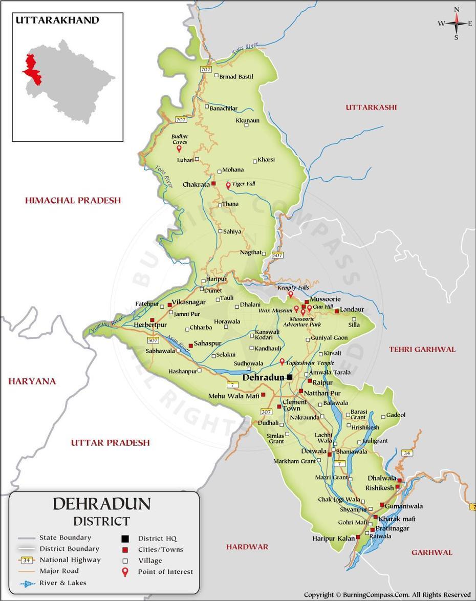 Dehradun District Map, Uttarakhand, India, Dehra Dūn, India, Dehradun State, Of Dehradun District