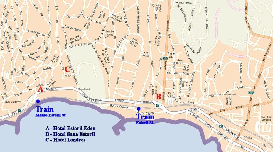 Map 2- Location Of Ibpria 2005 Venue And Other Hotels With Special …, Estoril, Portugal, Estoril Coast, Portugal Golf