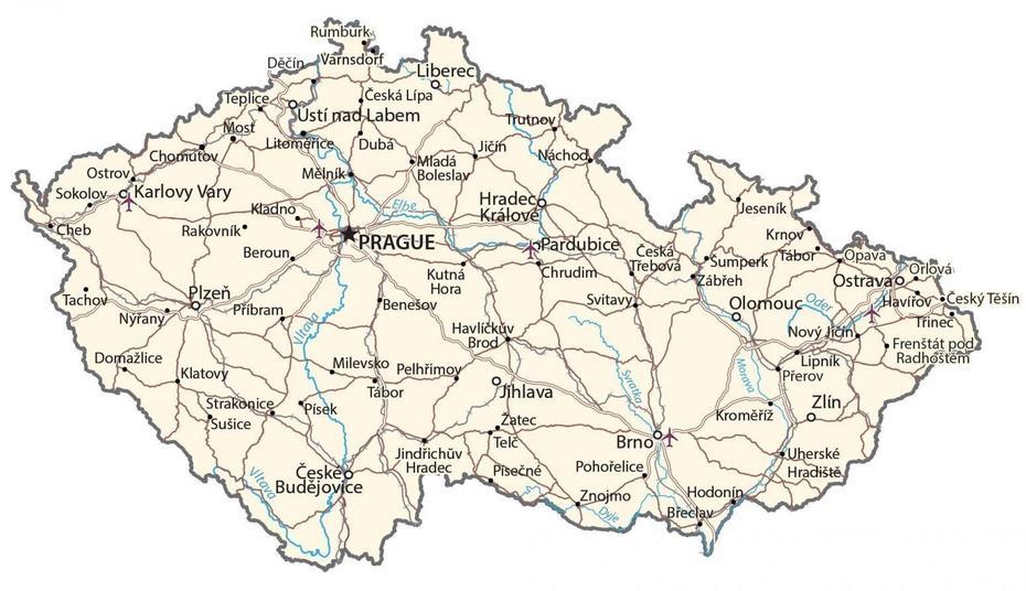 Map Of Czech Republic [Czechia] – Gis Geography, Břevnov, Czechia, Czech Republic  Outline, Prague Czechia