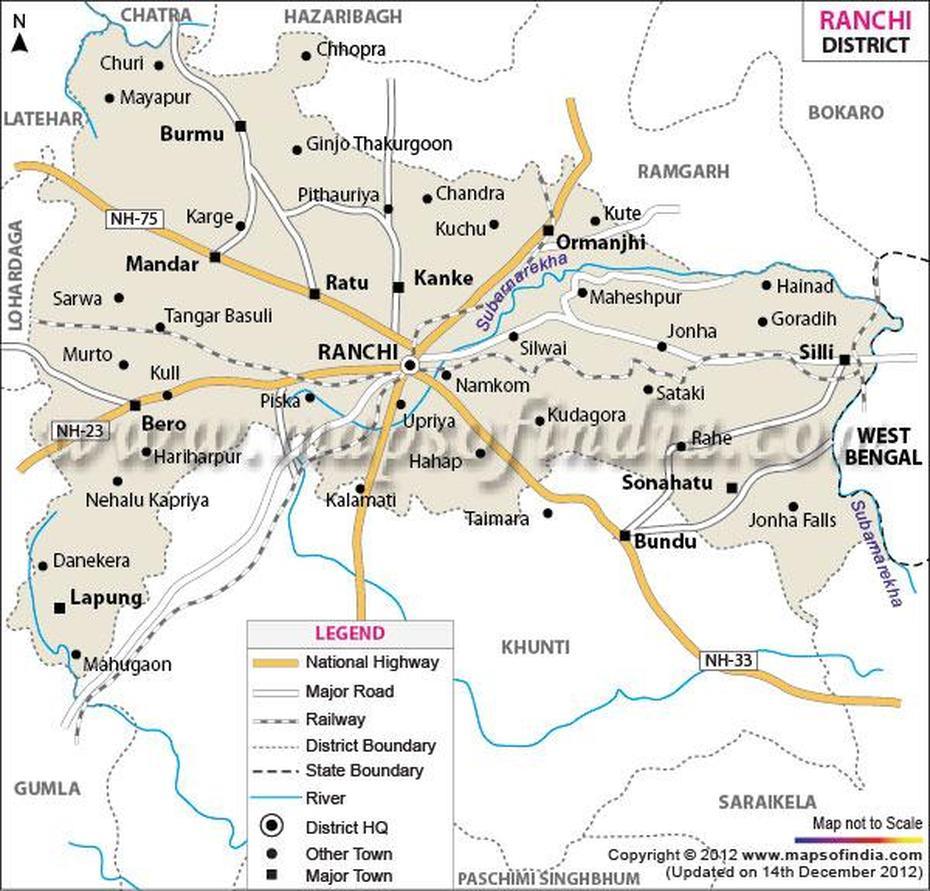 Ranchi District Map, Rānchi, India, Bihar India, Bhubaneswar Road