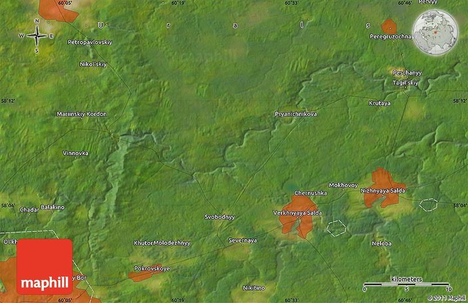 Satellite Map Of Verkhnyaya Salda, Verkhnyaya Salda, Russia, Voronezh Russia, Oryol