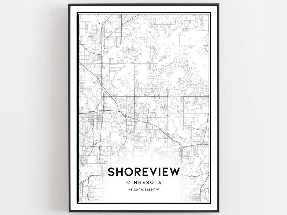 Shoreview Map Print Shoreview Map Poster Wall Art Mn City | Etsy, Shoreview, United States, White Bear Lake Mn, City Of Shoreview Mn