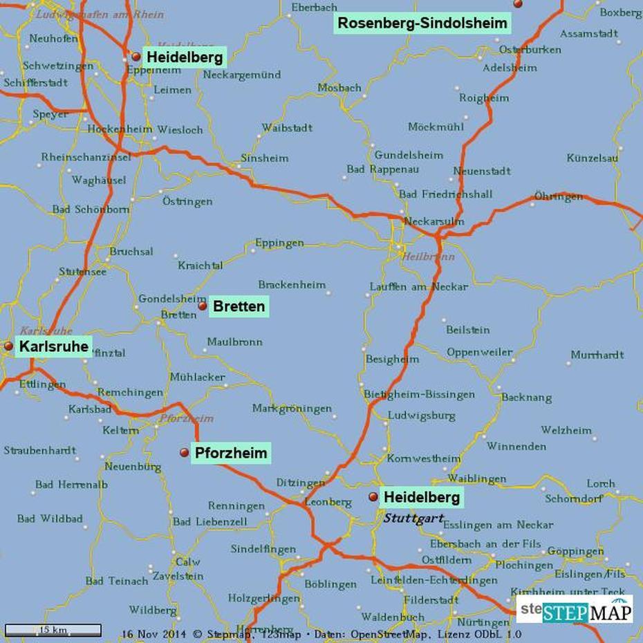 Stepmap – Bretten Und Umgebung – Landkarte Fur Welt, Bretten, Germany, Landshut Germany, Osnabruck Germany