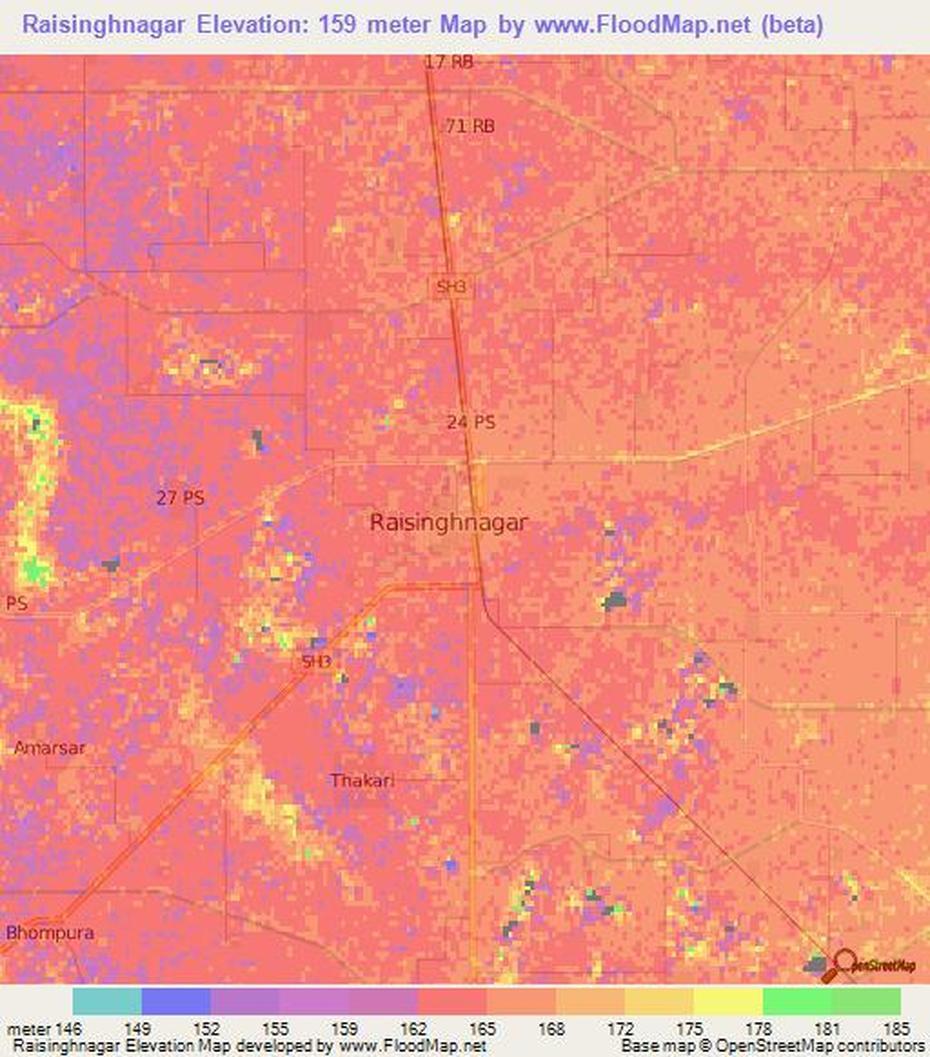 Big India, India  Black, Topography, Rāisinghnagar, India