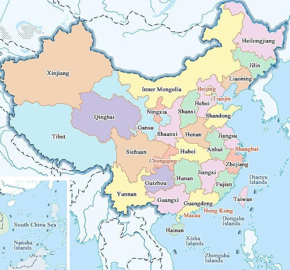 China Map – Map Of Chinese Provinces And Major Cities, Yong’Ancun, China, China  By Province, China  With Flag