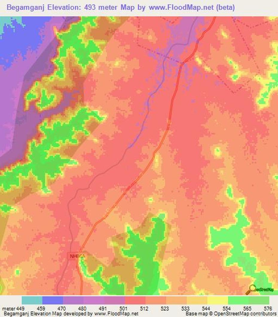 Elevation Of Begamganj,India Elevation Map, Topography, Contour, Begamganj, India, Patna India, Bihar