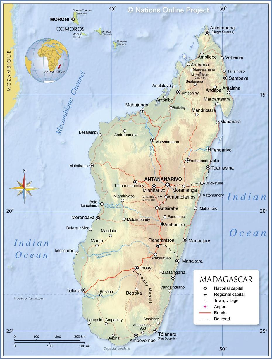 Map Of Madagascar – Nations Online Project, Antsahalava, Madagascar, Madagascar Road, Madagascar Mountains