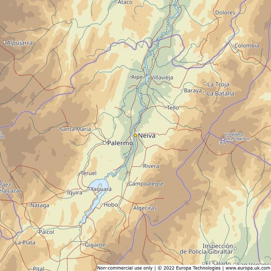 Map Of Neiva, Colombia | Global 1000 Atlas, Neira, Colombia, Colombia Physical, Guatapé Colombia