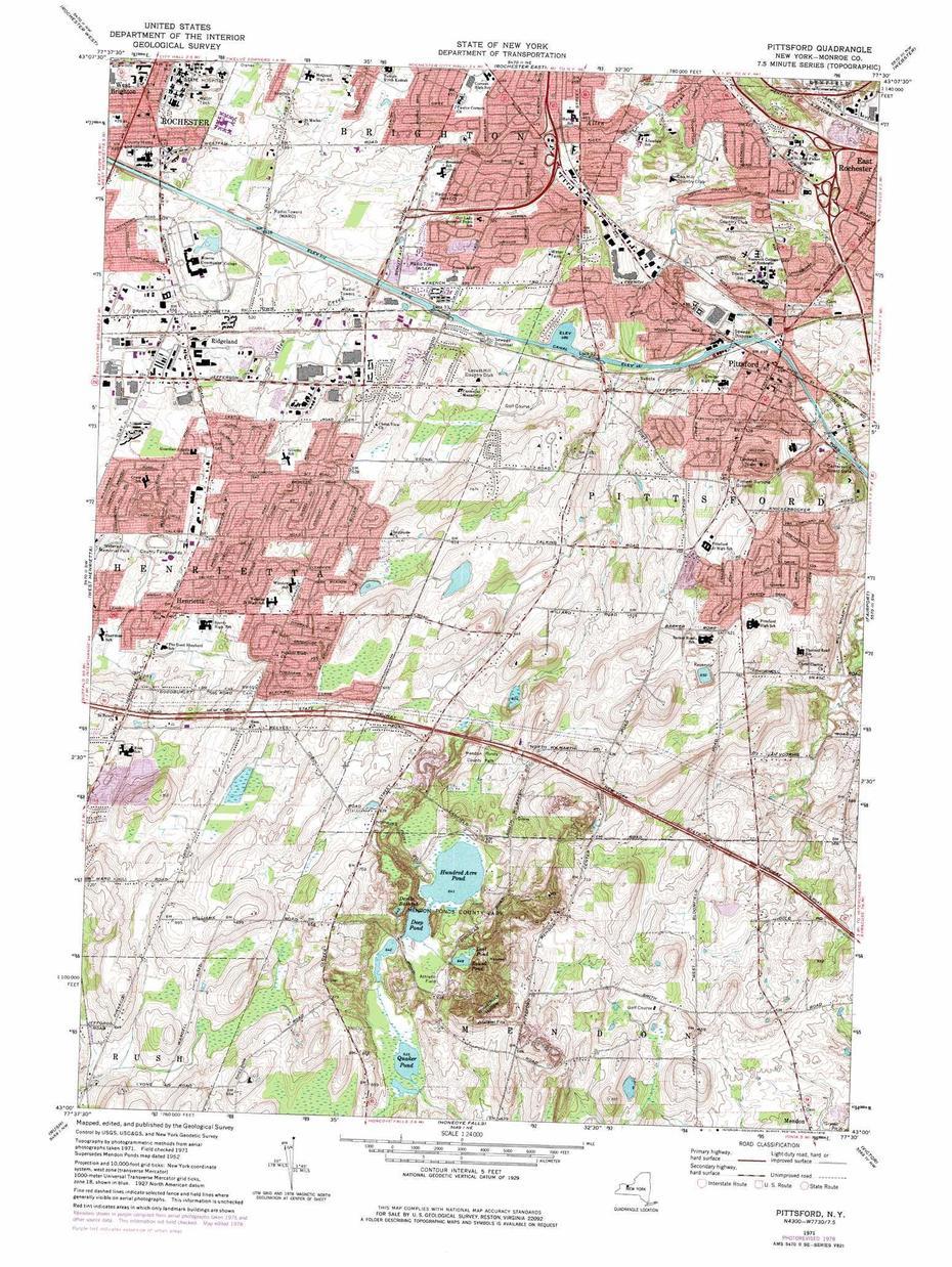 Pittsford Topographic Map, Ny – Usgs Topo Quad 43077A5, Pittsford, United States, Village Of Pittsford, Pitsford Reservoir