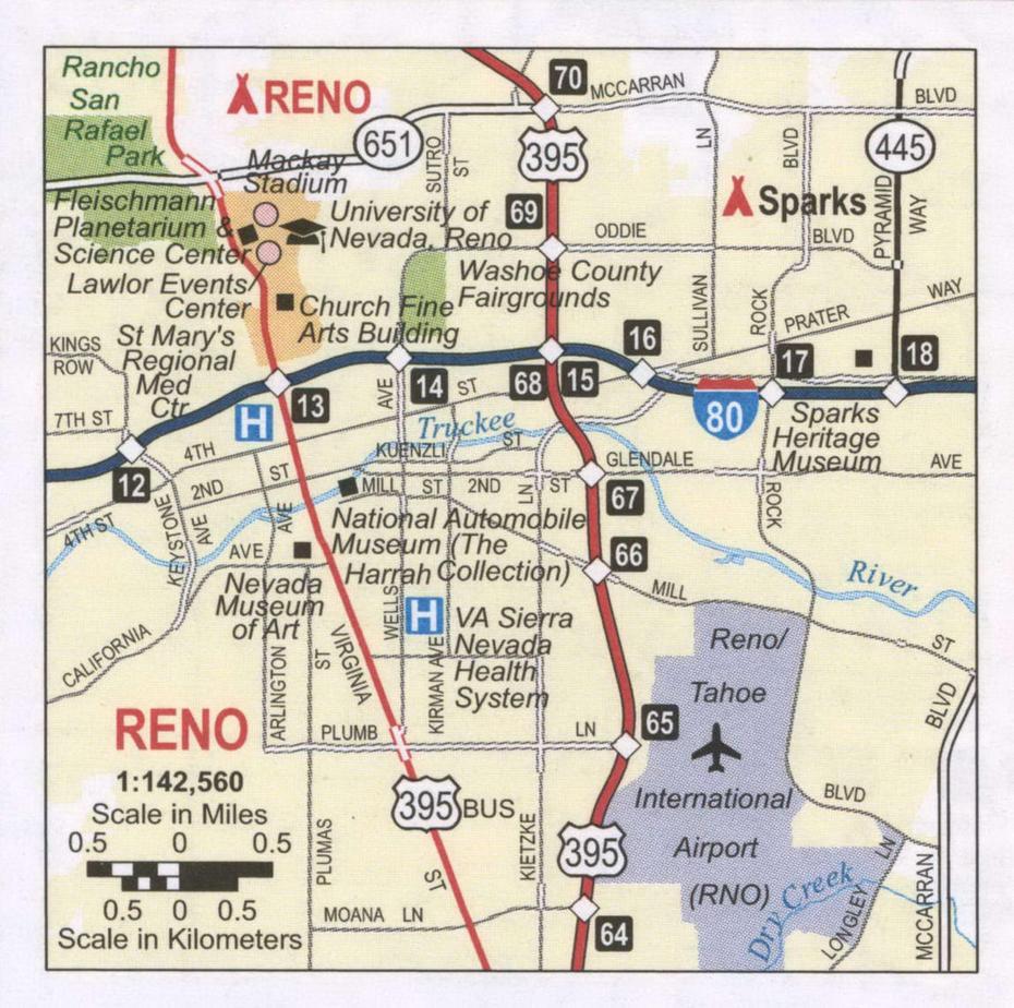 Reno Road Map, Highway Reno Nv City And Surrounding Area, Reno, United States, Nevada Club Reno, Reno Arch