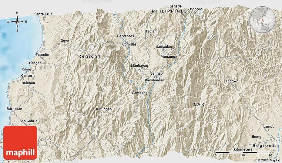 Shaded Relief 3D Map Of Mankayan, Mankayan, Philippines, Isabela Philippines, Benguet Philippines