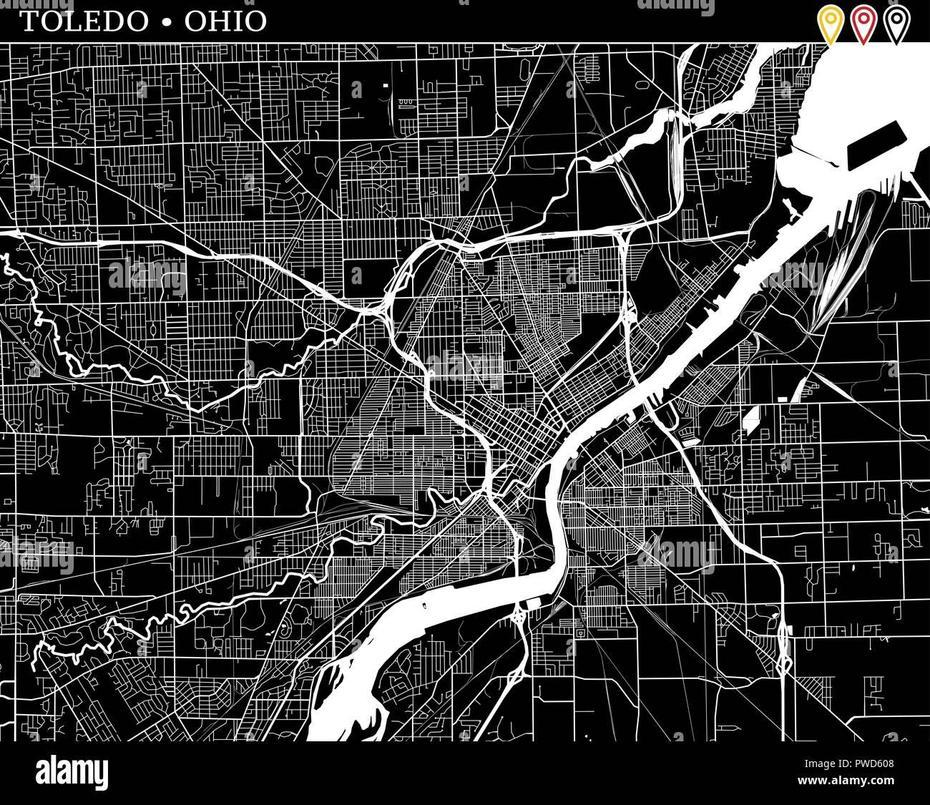 Simple Map Of Toledo, Ohio, Usa. Black And White Version For Clean …, Toledo, United States, United States  For Kids, Detailed  United States