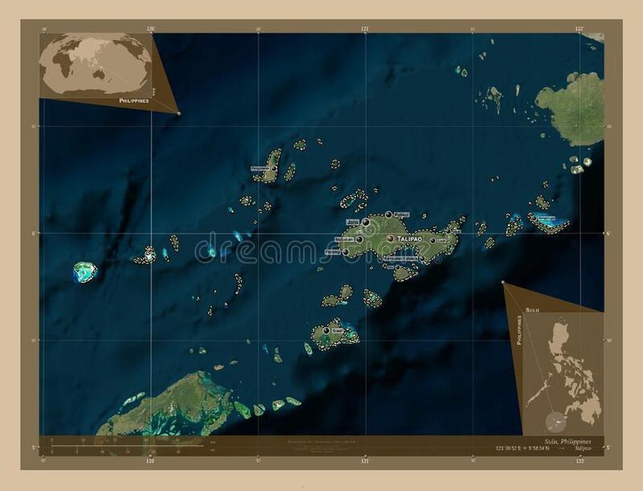 Sulu, Philippines. Low-Res Satellite. Labelled Points Of Cities Stock …, Kalingalan Caluang, Philippines, Philippines  Luzon Manila, Cebu Island Philippines