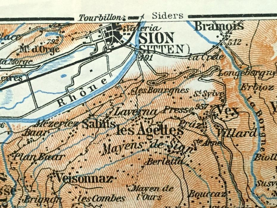 Antique 1913 Sion Switzerland Map From Baedekers Guide Atlas | Etsy, Sion, Switzerland, Sion Valais, Gstaad Switzerland