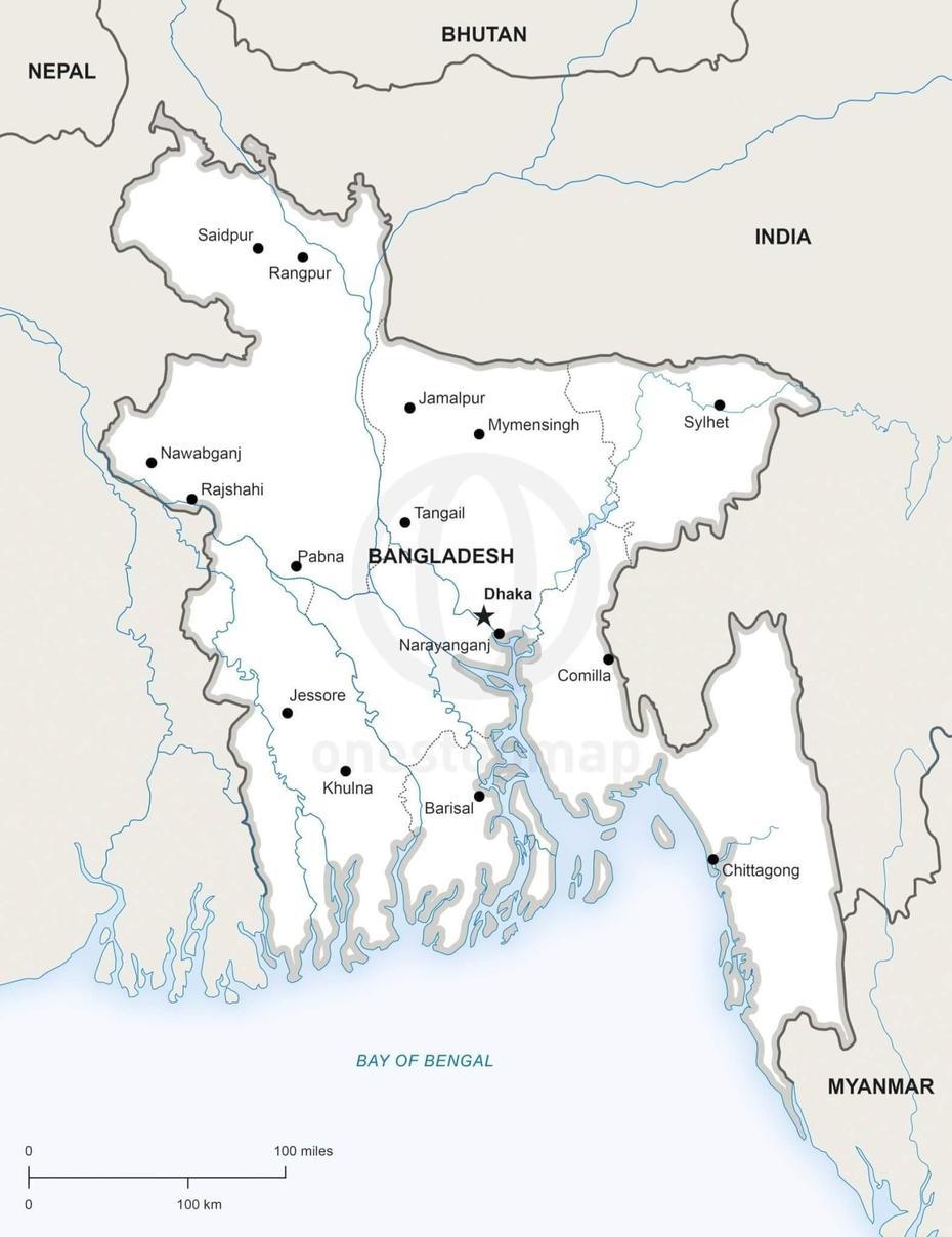 Bangladesh Outline, India- Bangladesh, Political, Nakhyaungcharīpāra, Bangladesh