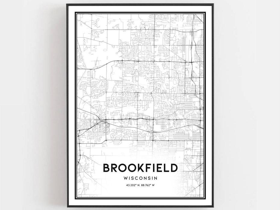 Brookfield Map Print Brookfield Map Poster Wall Art Wi City – Etsy, Brookfield, United States, Brookfield Weather, Brookfield Ma